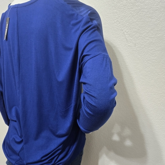 NWT WHBM Blue Woven Long Sleeve Tee Size S - Picture 6 of 10